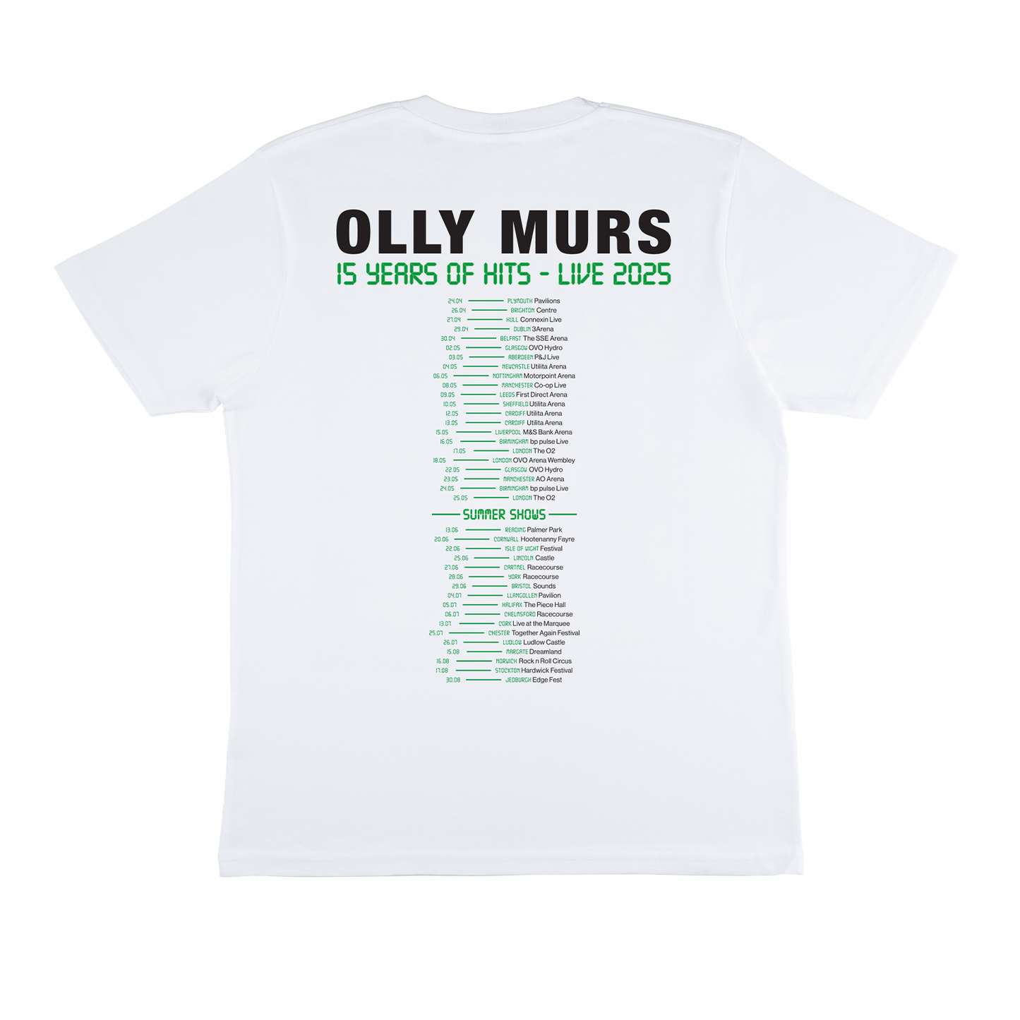 Olly Murs 15 Years of Hits 2025 Collage White Tee