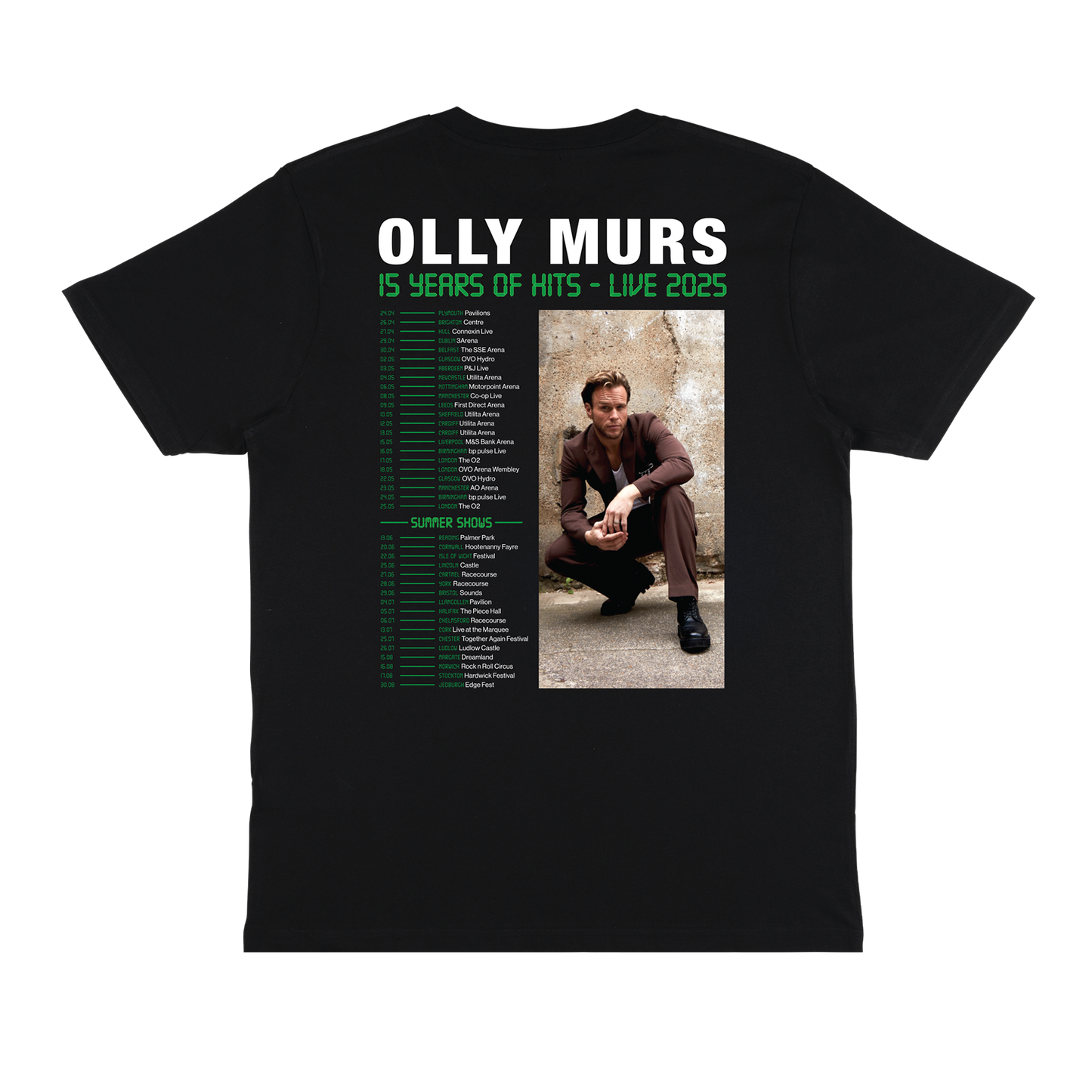 Olly Murs 15 Years of Hits 2025 Black Tee