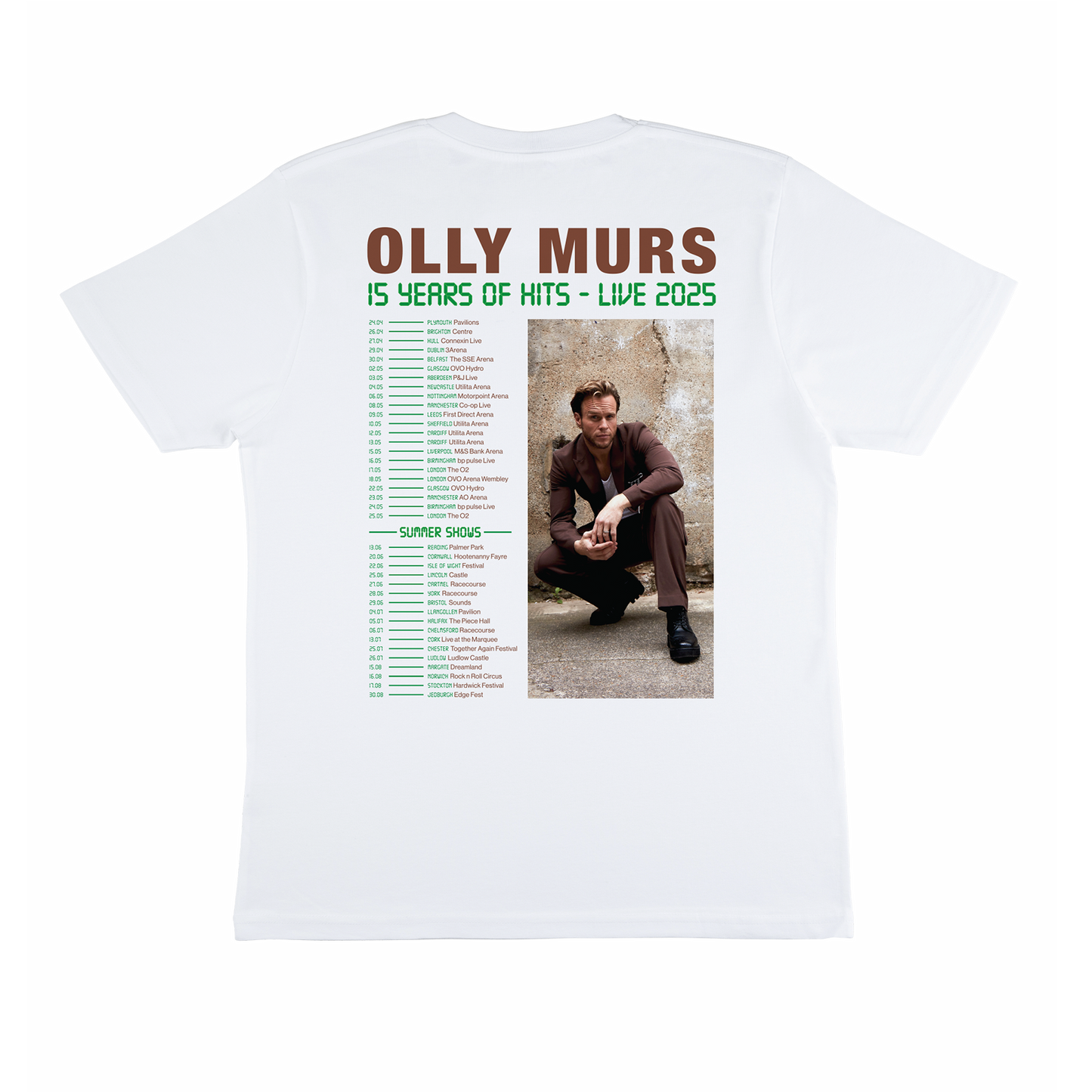 Olly Murs 15 Years of Hits 2025 White Tee