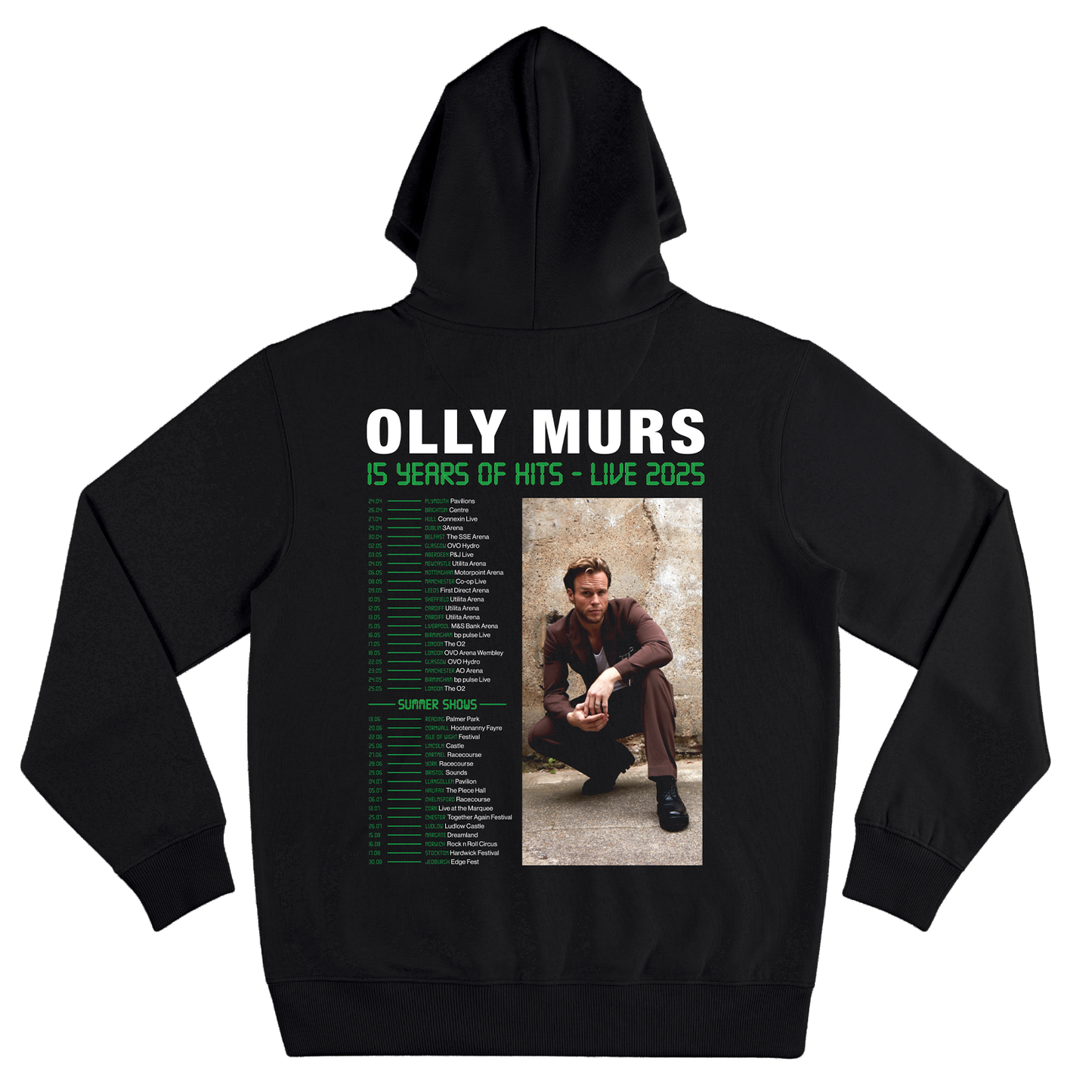 Olly Murs 15 Years of Hits 2025 Black Hoodie