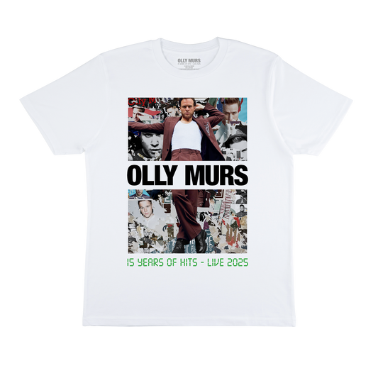 Olly Murs 15 Years of Hits 2025 Collage White Tee