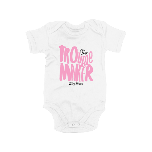 Troublemaker White Babygrow